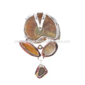 Beautiful Ammonite And Multi Gemstone 925 Sterling Silver Pendant Jewelry